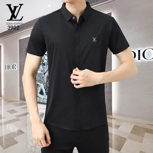 LOUIS VUITTON || Formal Half Sleeve Black/Brown Solid Shirt - Pareto - FASHION MYST