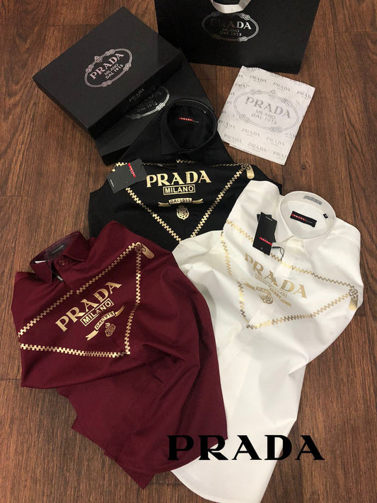 PRADA || Luxury Popeline Logo Casual Shirt For Men - FASHION MYST