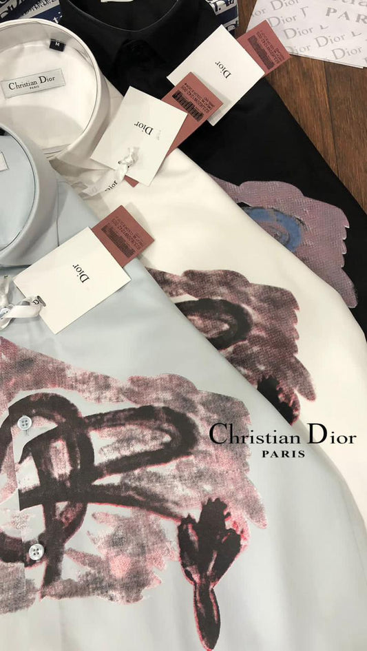 CHRISTIAN DIOR || Street Style Graffiti Logo Print Long Sleeves Luxury Shirts - FASHION MYST