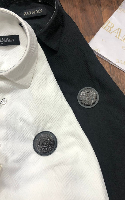 BALMAIN || B Metal Logo Crush Lycra Shirt - FASHION MYST