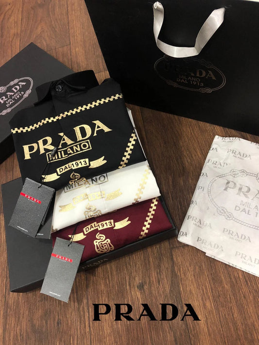 PRADA || Popeline Triangle Logo Long Sleeves Shirt - FASHION MYST