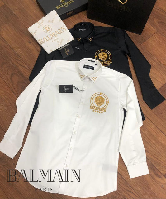 BALMAIN || Luxury Embossed Golden Lion Logo Shirt - FASHION MYST