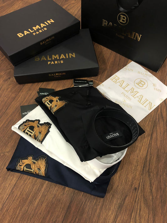 BALMAIN || B Embroidered Logo Shirt For Men - FASHION MYST