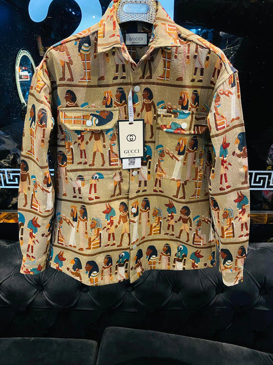 GUCCI || MONOGRAM PRINT TICH BUTTON SHACKET SHIRTS FOR MEN - FASHION MYST