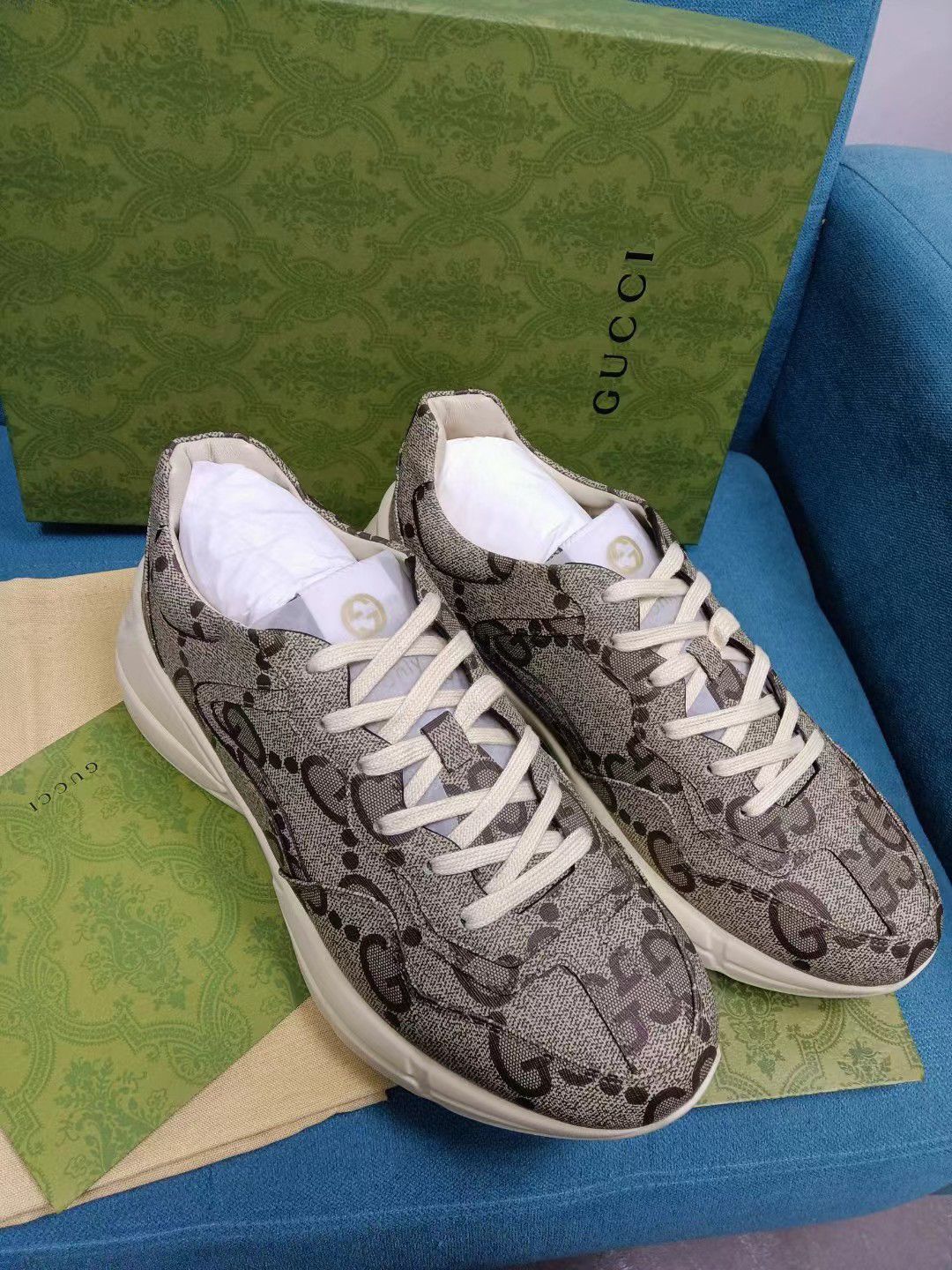 GUCCI || GG Rhyton Sneakers in Supreme Canvas Beige – FASHION MYST