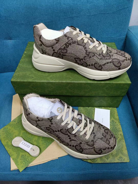 GUCCI || GG Rhyton Sneakers in Supreme Canvas Beige - FASHION MYST