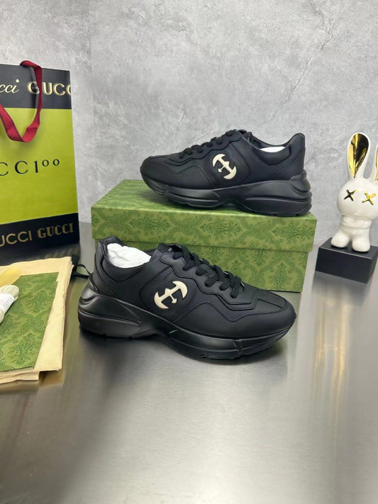 GUCCI | Men's Interlocking G Rhyton Black Sneaker - FASHION MYST