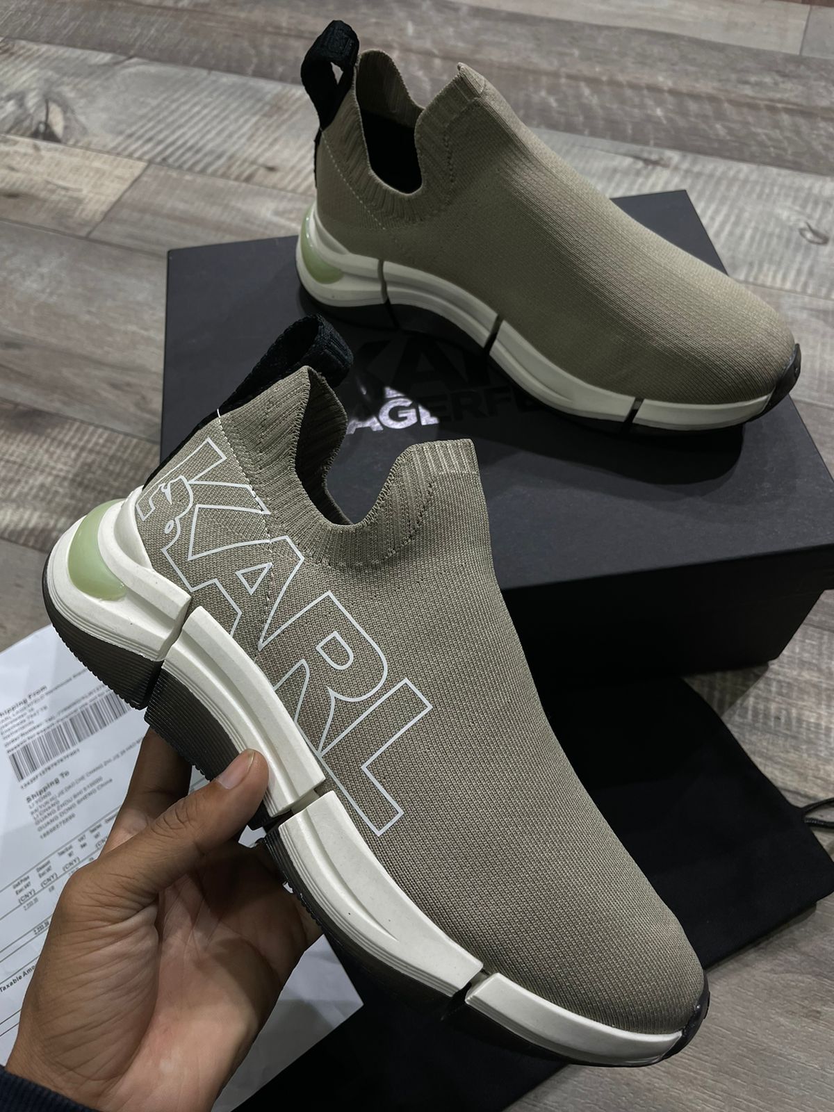 KARL LAGERFELD || Mens Quadro Karl Logo Sock Trainer Sneaker