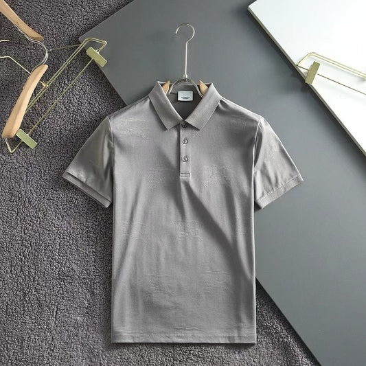 BURBERRY || All-Over Logo Embossed Regular Fit Polo T-Shirt - FASHION MYST