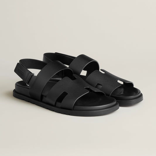 HERMES || Genius Sandal in Calfskin – Sleek Black Luxury Leather Men’s Sandal- FASHION MYST