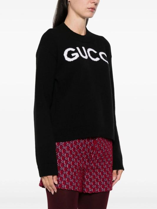 GUCCI || Gucci Intarsia-Logo Wool Sweater For Women- FASHION MYST