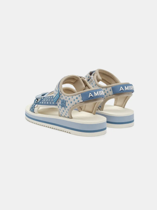 AMIRI || Light Blue & Beige 'MA Paisley' Sandals- FASHION MYST