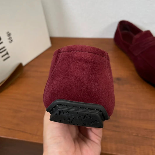 BERLUTI || Men's leather loafers Lorenzo Drive Camoscio / Wine- FASHION MYST