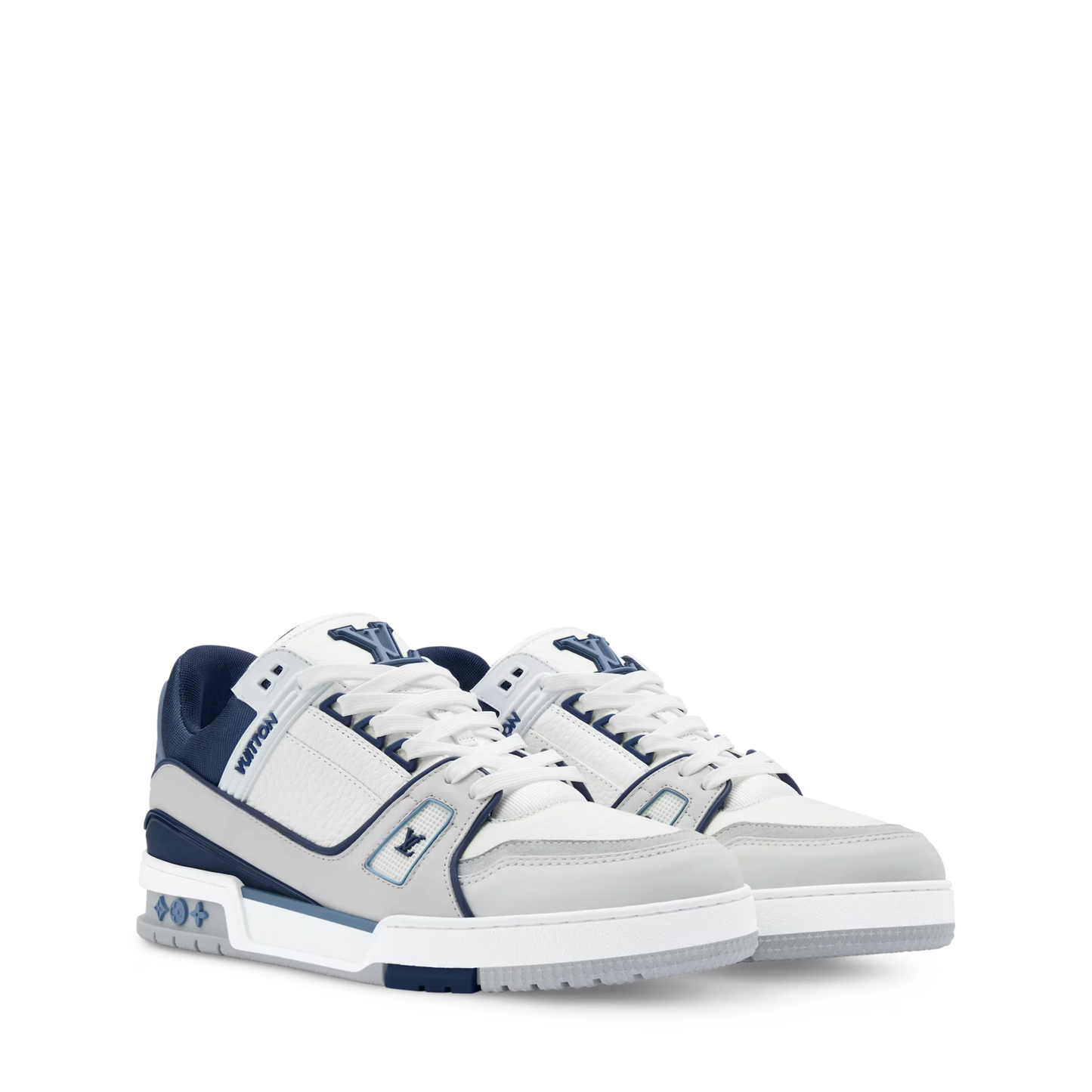 LOUIS VUITTON || LV Trainer Sneaker – White and Marine Blue Calf Leather