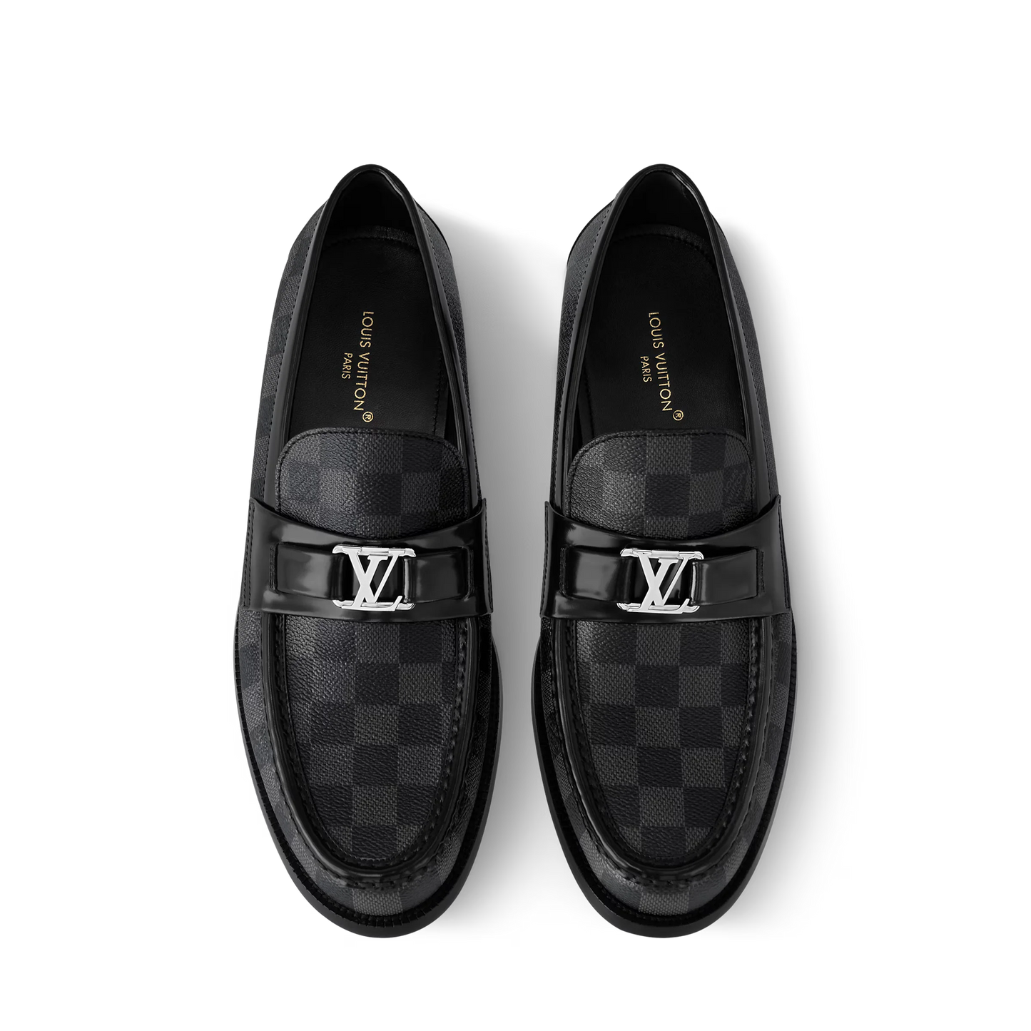 LOUIS VUITTON || Men's Damier Ebene Leather Loafers (Brown/Black)