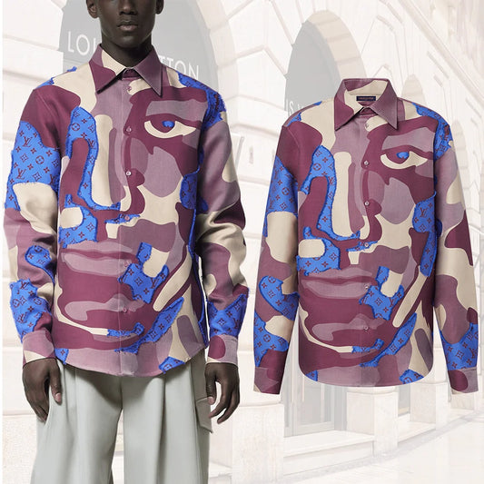 LOUIS VUITTON || Printed Cotton Fil Coupé Overshirt / PURPLE - FASHION MYST