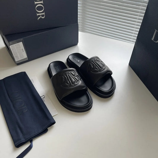 CHRISTIAN DIOR || Dior Aqua Slip-On Sandals In Blue/Black For Men- FASHION MYST