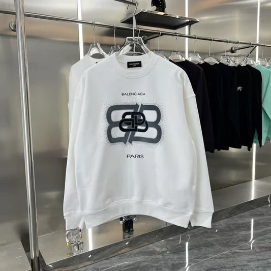 BALENCIAGA || Pixeled BB Logo Fleece Sweatshirt- FASHION MYST