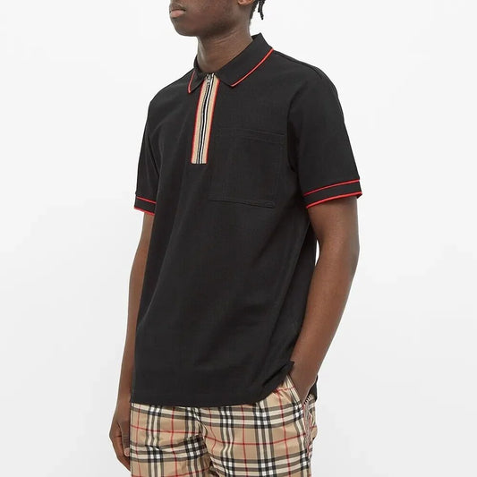 BURBERRY || Icon Stripe Zipped Polo T-Shirt - FASHION MYST