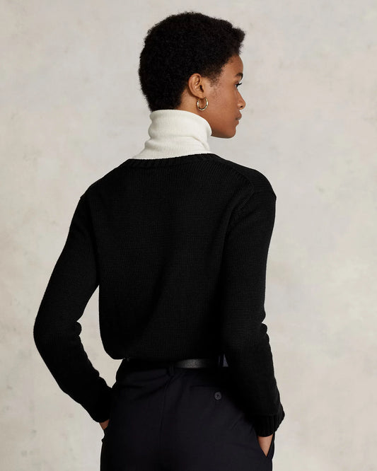 POLO RALPH LAUREN || Fair Isle Polo Bear Cotton Jumper For Women / Black- FASHION MYST