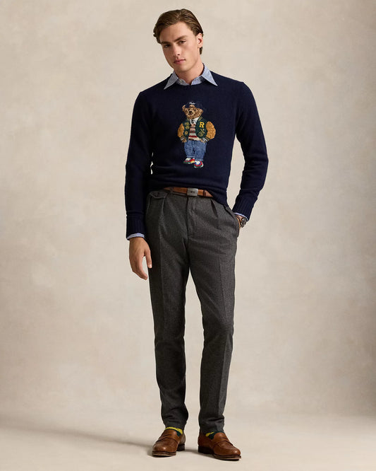 POLO RALPH LAUREN || Polo Bear Wool Cashmere Blue Sweater Men- FASHION MYST