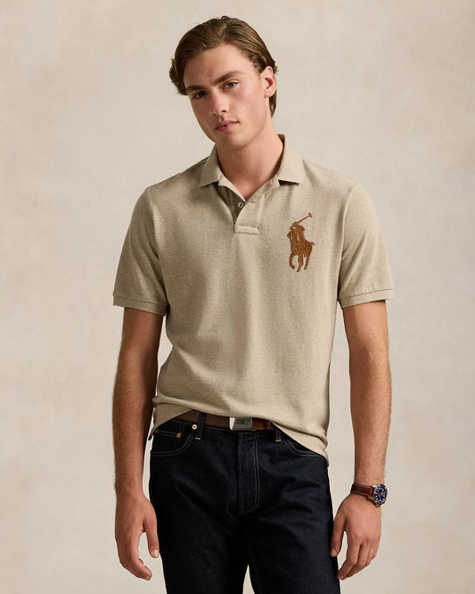 POLO RALPH LAUREN || Classic Fit Leather-Pony Mesh Polo T-Shirt- FASHION MYST