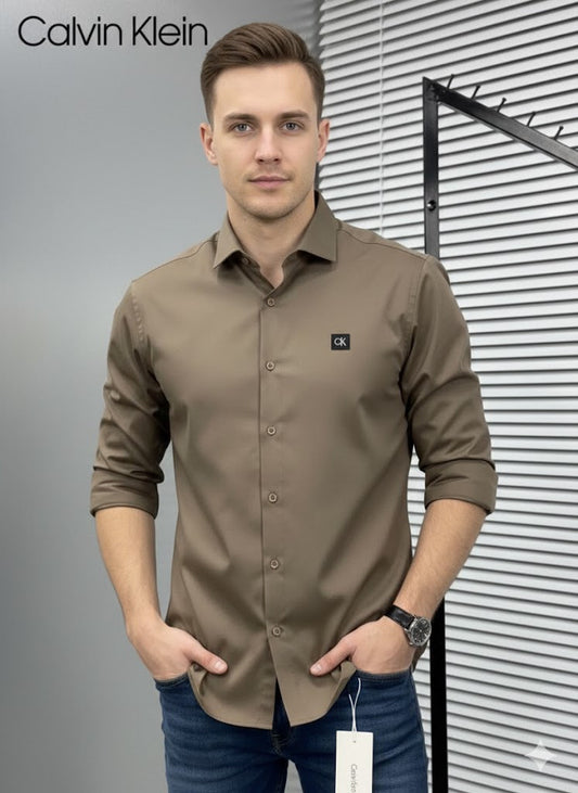 CALVIN KLIEN || Men’s Slim-Fit Liquid Cotton Dress Shirt – Premium Long Sleeve Button-Down FASHION MYST
