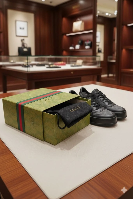 GUCCI || Men's GG Supreme Canvas and Leather Low-Top Platform Sneakers