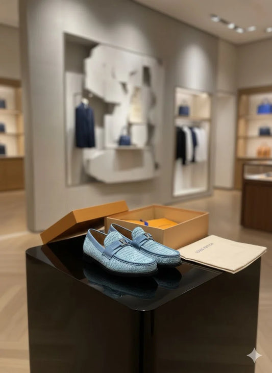 LOUIS VUITTON || Blue Knit Loafers | Luxury Men's Slip-On Shoes