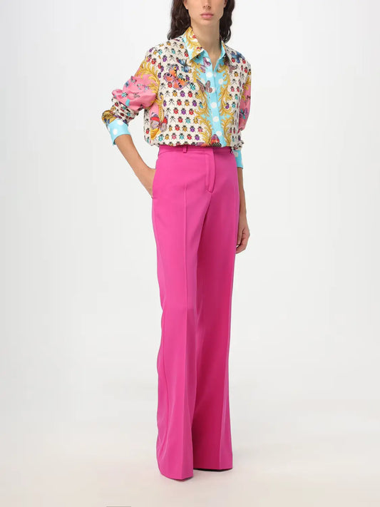 VERSACE || Satin Shirt With All Over Print For Women - FASHION MYST