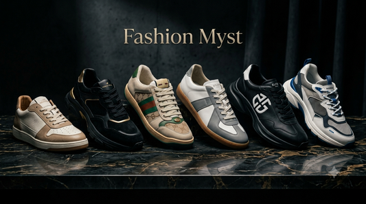 A classic court-style sneaker in pebbled beige and cream leather with a brown gum sole.