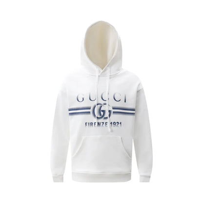 GUCCI || Cotton 'Gucci Firenze 1921' Hooded Sweatshirt In White