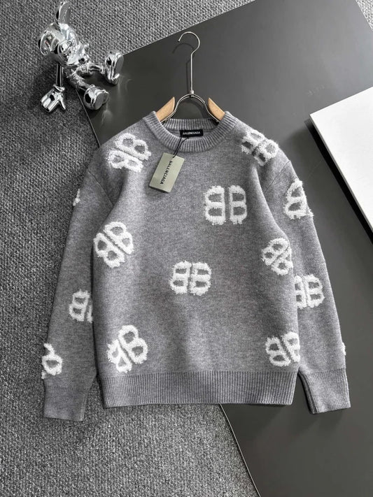 BALENCIAGA || BB Logo Jacquard Wool Jumper Pullover