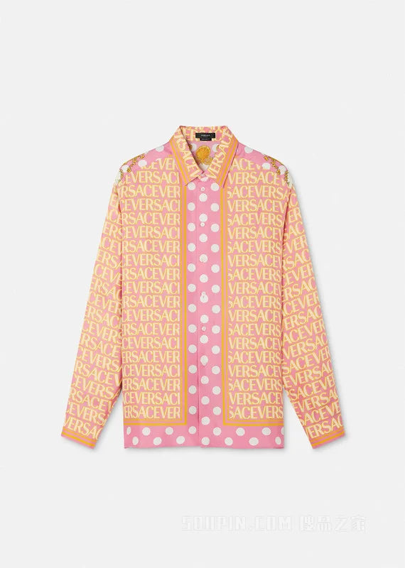 VERSACE || All-Over Logo Informal Shirt In Multi-Colored / Pink - FASHION MYST 