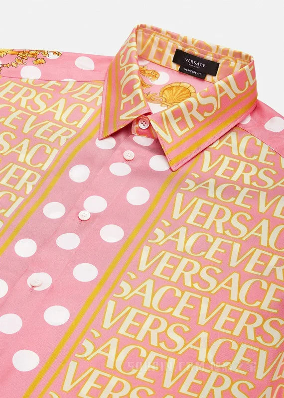 VERSACE || All-Over Logo Informal Shirt In Multi-Colored / Pink - FASHION MYST 