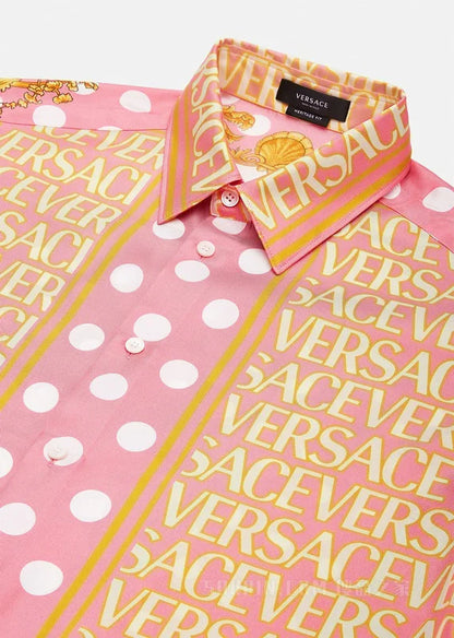 VERSACE || All-Over Logo Informal Shirt In Multi-Colored / Pink - FASHION MYST 