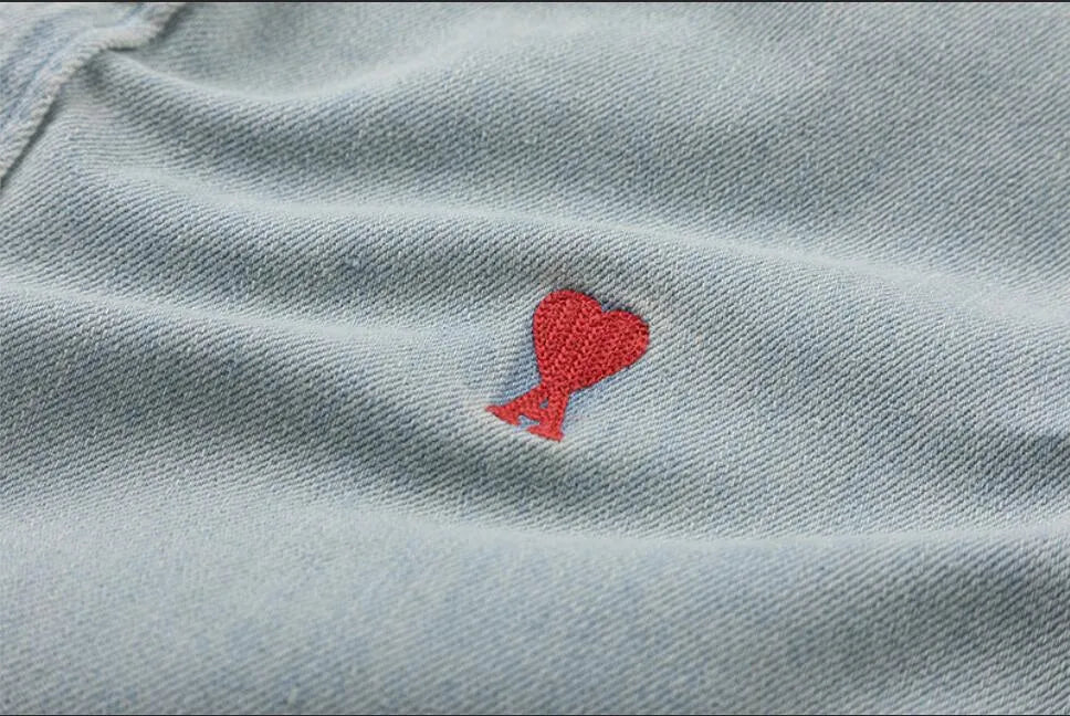 AMI PARIS || Denim Red Heart Logo Patch Shirts – Light & Dark Wash