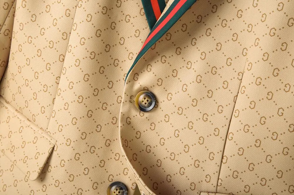 GUCCI || Single Breasted Jacket Blazer In GG Canvas