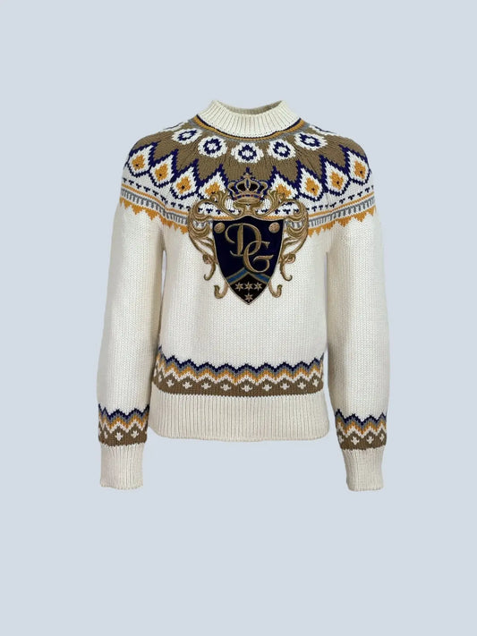 DOLCE & GABBANA || Cotton Wool Sweater With Velvet DG Patch Logo