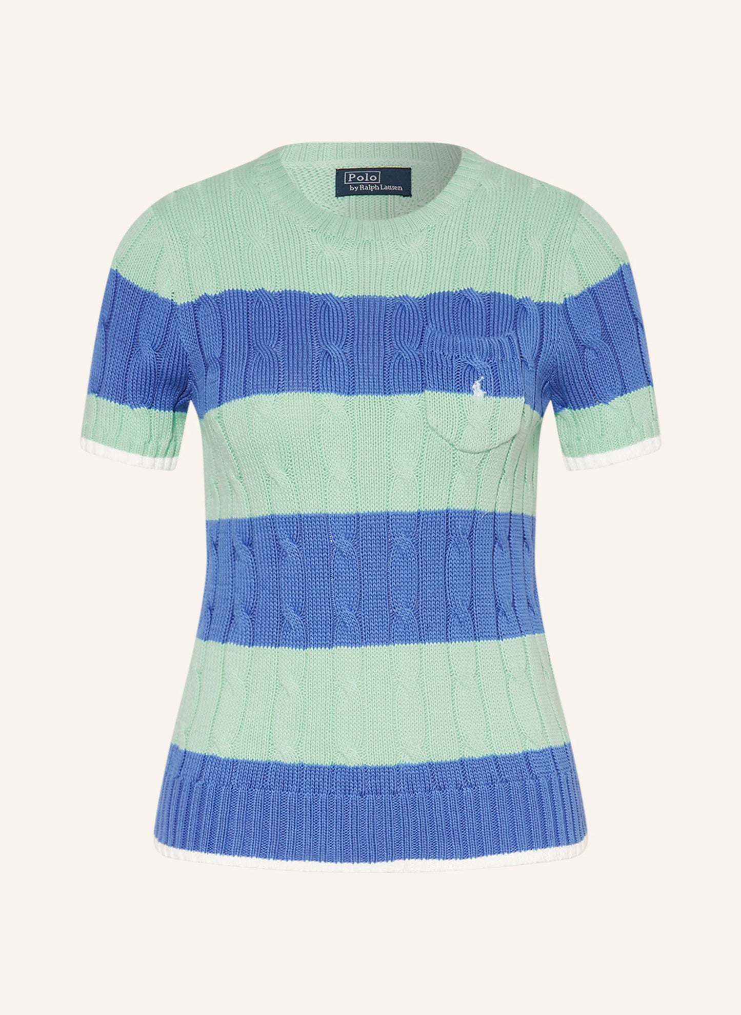 POLO RALPH LAUREN || Striped Cable Knit Short Sleeve Jumper / Green - FASHION MYST 