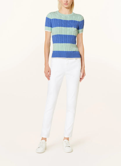 POLO RALPH LAUREN || Striped Cable Knit Short Sleeve Jumper / Green - FASHION MYST 