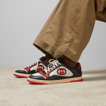 GUCCI || Men's GG Mac80 Black Technical Sneakers - Perforated Monogram Midsole - FASHION MYST