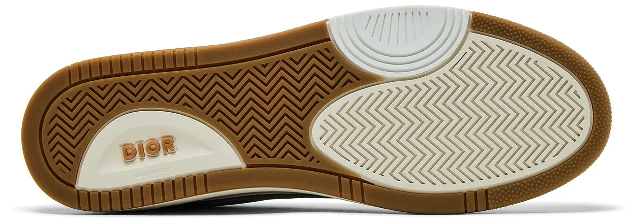 CHRISTIAN DIOR || B27 Low-Top Sneaker in White and Grey Smooth Calfskin with Dior Oblique Galaxy Leather