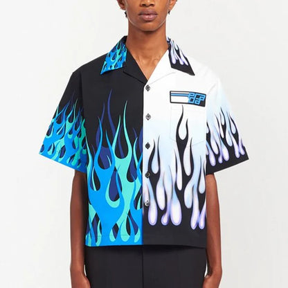 PRADA Double Match flames Print Shirt FASHION MYST