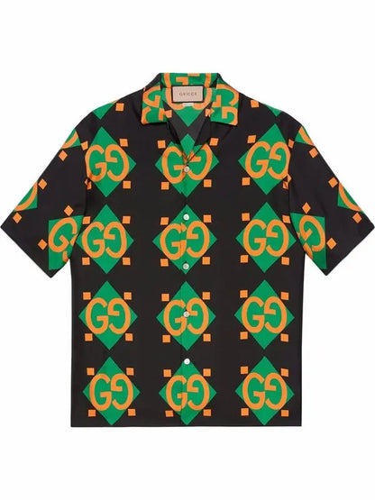 GUCCI || Geometric Logo-Print Shirt - Black - FASHION MYST 