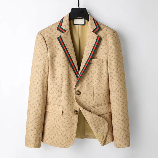 GUCCI || Single Breasted Jacket Blazer In GG Canvas