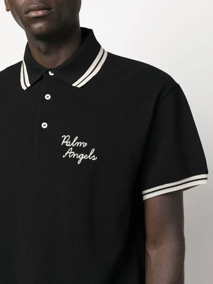 PALM ANGELS || Embroidered-Logo Polo Shirt - FASHION MYST 