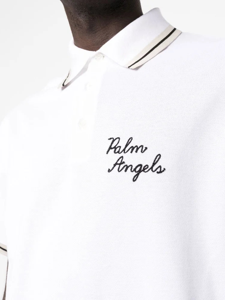 PALM ANGELS || Embroidered-Logo Polo Shirt - FASHION MYST 