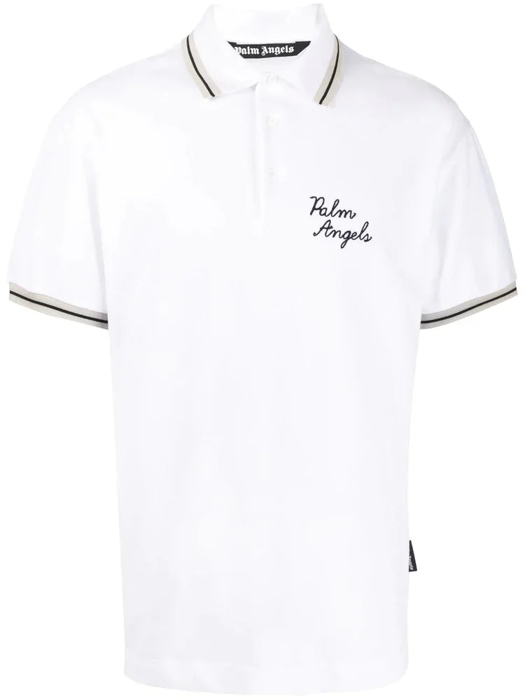 PALM ANGELS || Embroidered-Logo Polo Shirt - FASHION MYST 