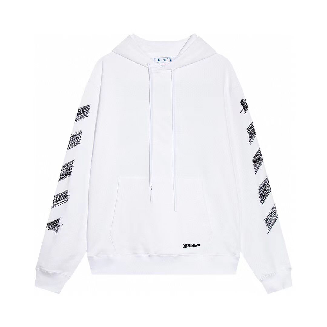 OFF-WHITE || Scribble Diag-Print Cotton Hoodie - FASHION MYST 